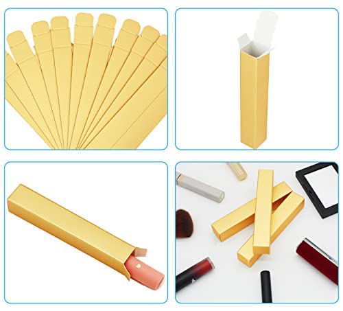 Lip Gloss Packaging,Empty Paper Boxes For Lipgloss Packaging Lip Gloss Boxes,Mascara Wand Tube Boxes Long Gold Lipgloss Case,Foldable Sample Wrapping Diy Makeup Organzier Storage(50Pcs 4.7X0.8X0.8) #TOP5