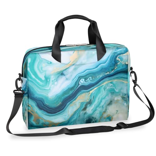 Funda para laptop con estampado de mármol líquido turquesa miniatura 1