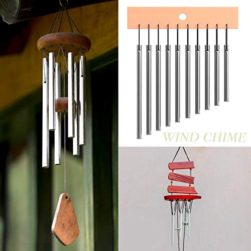 BHGT 20 Stück Windspiel Röhren Basteln - Aluminiumrohr Klangstäbe für Garten Deko - Metall Anhänger für Draußen - Aluminiumlegierungsrohre Zubehör