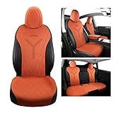 SOBONITO Tesla Model Y Car Seat Covers Full Set,Heavy Duty Suede Leather Seat Protector,Soft & Breat