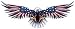 MFX Design Flying Eagle with Us Flag On Wings Helmet Sticker Decal Bumper Sticker Decal Open Wings Vinyl - Made in USA 3.5 in. x 1.5 in.