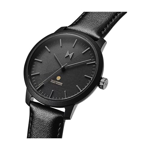Image of MVMT Leather Analog Black Dial Men's Watch-28000257-D, Band Color-Black