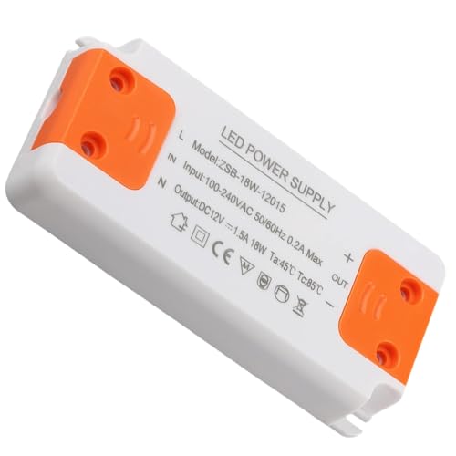 Transformateur LED 12v 18W, Transformateur Led Driver, Driver Led, Adaptateur de Transfo 12V Constante Ultra Mince pour GU5.3 / MR16 / Cabint Lights/Light Strip/Spots