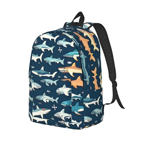 Mochila al aire libre antitracción con estampado náutico de tiburones 2