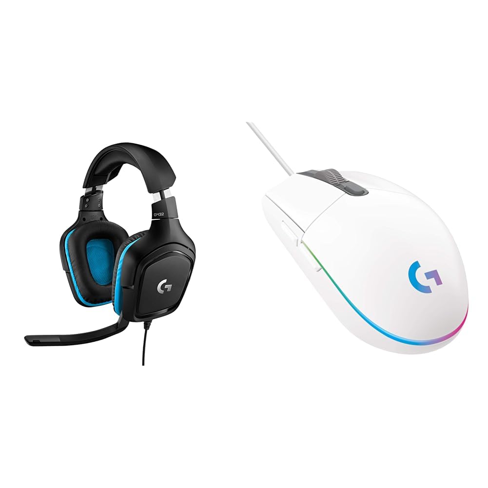 Logitech G432 Auriculares Gaming con Cable, Sonido 7.1 Surround DTS:X 2.0, Transductores 50mm USB & 203 LIGHTSYNC Ratón USB Gaming con Iluminación RGB Personalizable
