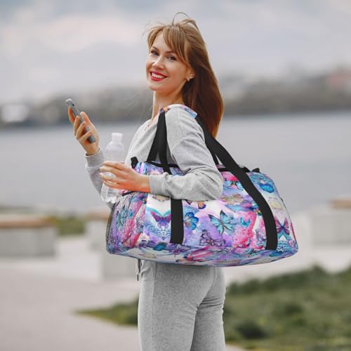 Bolsa de viaje impermeable de gran capacidad con mariposas 7