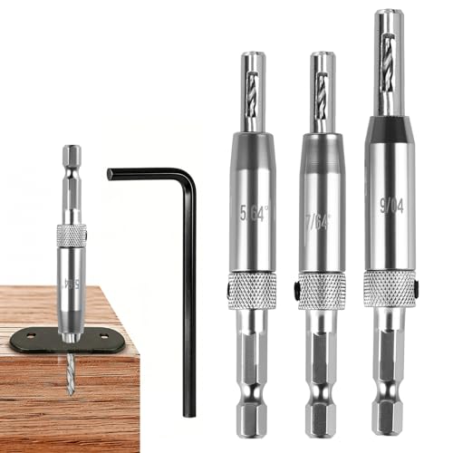 Scharnierbohrer Set 3 Tlg Selbstzentrierend mit Sechskantschaft Zoll für Präzise Bohrungen in Holz und Möbelmontage Inklusive Inbusschlüssel Ideal für Türen Schränke,Hochwertiger Wälzlagerstahl