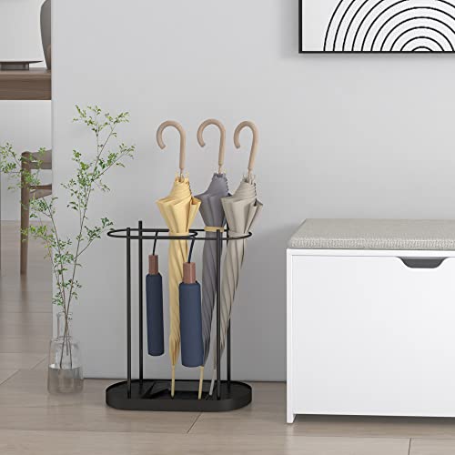 Tonchean Umbrella Stand Indoor Entryway With Removable Drip Tray, 21”H Metal Umbrella Stand Holder Black Freestanding Umbrella Stand Rack Paper Clip Design Indoor Outdoor #TOP7