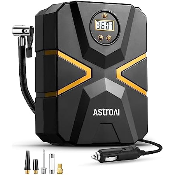 AstroAI Sprężarka do opon samochodowych pompa powietrza 10 3 bar 12 V DC z wyświetlaczem LCD w czasie rzeczywistym wstępnie ustawione ciśnienie w oponach automatyczne wyłączanie sprężarka