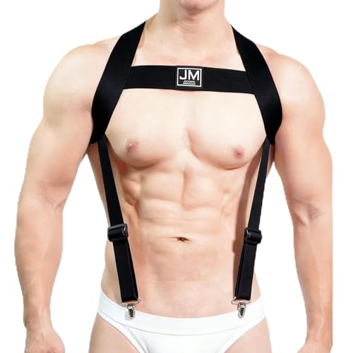 JOCKMAIL Herren Brust Harness Verstellbare Elastische Schultergurte Sexy Fitness Unterwäsche Halter für Männer (Schwarz1, Einheitsgröße)