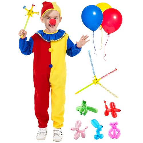 Atosa Halloween Clown Kostüm Für Kinder – Lila Joker-Anzug, Gruselig & Lustig, Größe Für 7-9 Jahre (ca. 130-145 Cm)