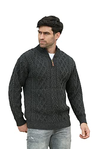 Aran Crafts Men's Irish Soft Cable Knitted Wool...