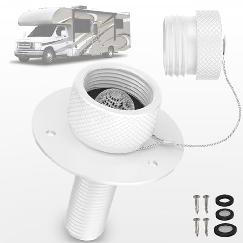 Image of All Metal RV City Water Inlet with Check Valve RV Water Inlet -rv Water Fill Inlet Leak Proof & Universal Fit for RV Camper Motorhome Trailer Marine -White