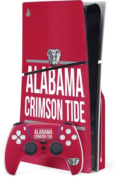 Skinit Decal Gaming Skin Compatible with PS5 Slim Disk Bundle - Officially Licensed University of Alabama Crimson Tide Net Design
