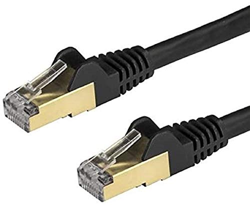 StarTech.com Category 6A Compliant LAN Cable (3.3 ft (1 m), Black) Cat6A STP Cable with Anti-Break Cover 6ASPAT1MBK