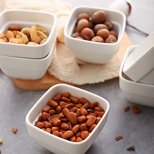 SAMSLE Ramekins 6 oz - Square Ramekins for Creme Brulee and Souffle, Porcelain Ramekins Oven Safe for Baking, Ramekins Bowl, Set of 6, White - Thumbnail 6