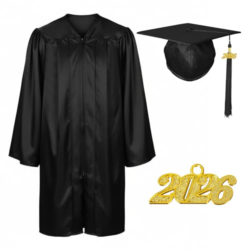 Image of Shiny Preschool Kindergarten Graduation Cap Gown Set for Kids With 2026 2025 Tassel Charm