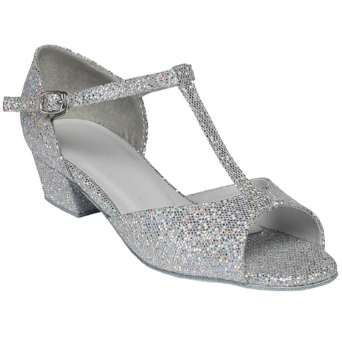 Tiptoes Girls Silver Hologram Ballroom Dancing Dance Shoes Style Chelsea (UK Footwear Size System, Big Kid, Numeric, Medium, 4)