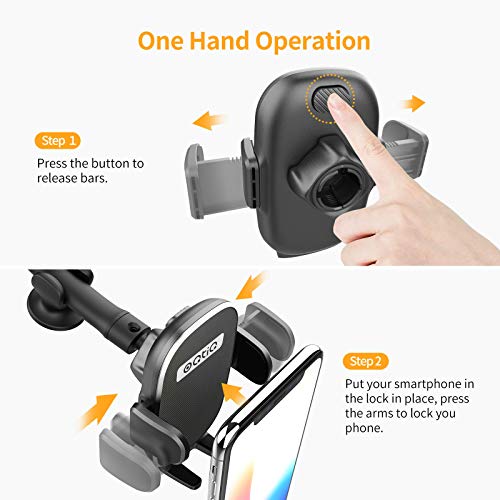 Windshield Phone Holder for Car, Upgraded Gooseneck Car Truck Phone Holder Mount with Strong Suction Cup, Dashboard Window Dash Mobile Phone Mount, Compatible with iPhone, Samsung, LG and More