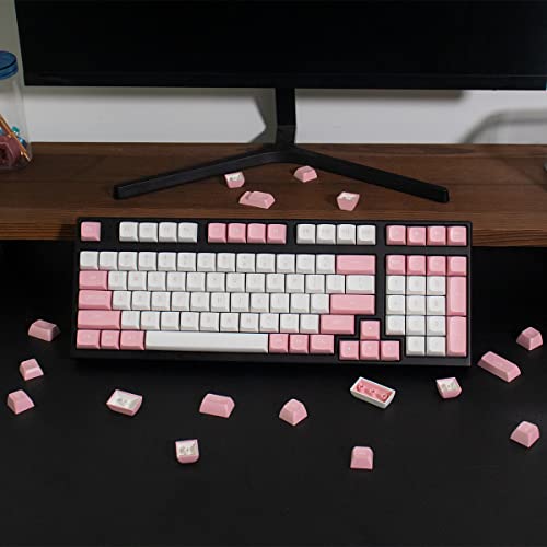 Double Shot Keycaps 150 Keys MSA Profile ISO/ANSI Layout Pink and White Keycap Set for Cherry MX Switches Mechanical Gaming Keyboard - Image 3