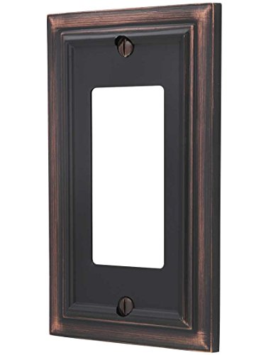 AMERELLE 94RVB Continental Single Rocker Cast Metal Wallplate in Aged Bronze, 1 Rocker