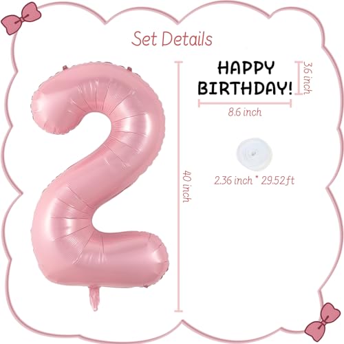 Image of Happy birthday Big Number Balloons Foil Birthday Balloon Number Balloons Happy Birthday Party Decorations Kids and Wedding Party Supplies (Pink numbers 2)