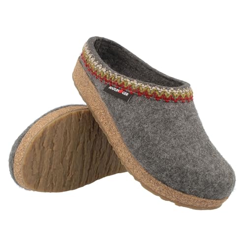Image of HAFLINGER Grizzly Zigzag Felt Clog Wool Slipper