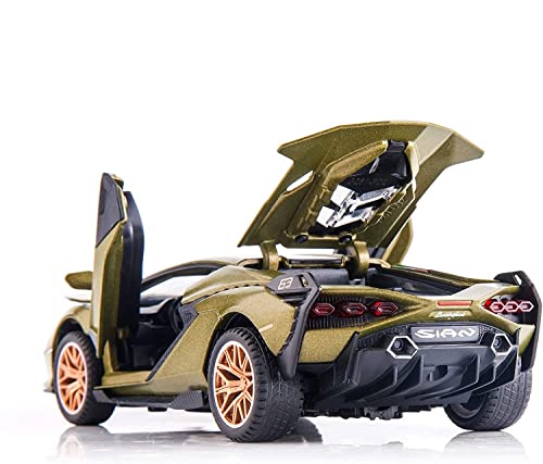 Image of Toy Cars Sian Fkp3 Metal Model Car With Light And Sound Pull Back Toy Car For Boys Age 3 + Year Old(Sian Vb32611-1 Army), Multicolor