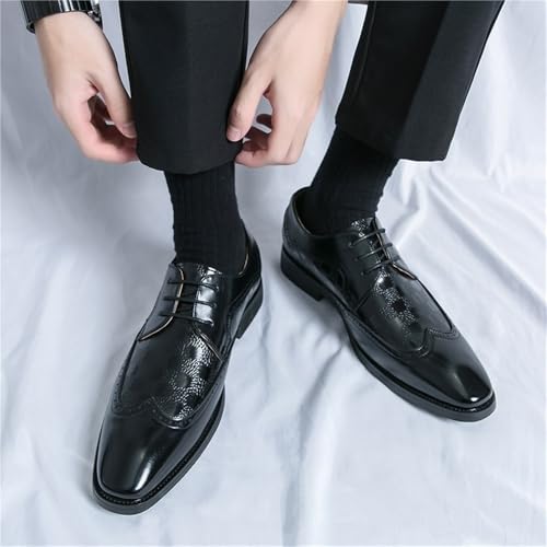 Mens Large Size Derby Dress Shoes Fashion Solid Color Business Casual Suit Leather Wedding Footwear Lace up2