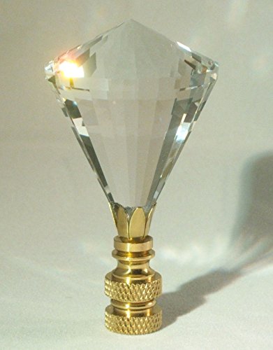 Image of LAMP Finial-Stunning LEADED Crystal LAMP Finial-Clear Diamond /PB