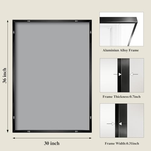 Image of Koonmi Black Mirrors for Wall, 30x36 Inch Bathroom Mirror, Rectangular Wall Mirror for Living Room Bedroom Bathroom, Hangs Horizontally or Vertically