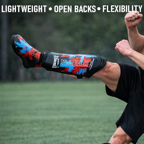 Image of Xtremex Defender Shin Instep Guard for MMA, Muaythai, Kickboxing (L /XL) | High-Impact Shin Protection, Kickboxing Instep Protectors, Adjustable Velcro Straps, Shin Guards for Men & Women