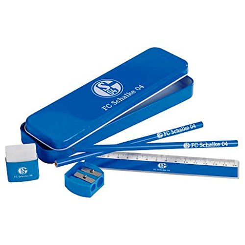 Preisvergleich Produktbild FC Schalke 04 Schreibset / Schulset 6 teilig - Metallbox, Bleistift, Lineal etc. S04