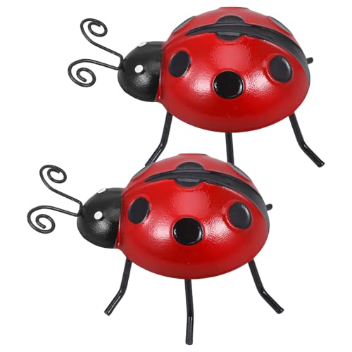 Image of balacoo Metal Ladybug Wall Art Hanging Pendant with Hook 4.72X4.13X1.96In Simulated Ladybug Figurine for Garden Lawn Patio Outdoor Decor
