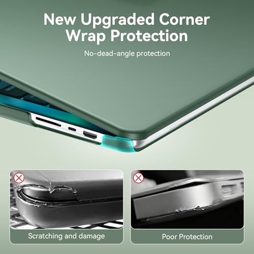 Image of EooCoo Case Compatible with MacBook Pro 14 inch M5 2026-2021 M4 M3 M2 M1 Pro /Max Chip, Matte Grip, Bump-Resistant, Hard Shell Cases with Keyboard Cover, Screen Protector - Midnight Green