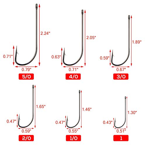 image for Rodeel 120pcs Aberdeen Hooks Set with Plastic Tackle Box 6 M