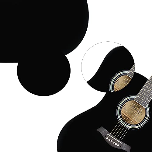 Image of Juarez 41 Inch Acoustic Guitar Kit with Truss Rod, JRB41C /BK Solid Linden Wood, Ziko Strings, Pearl Rosette & Bridge, Die Cast Machine with Picks, Strap, Strings & Bag, Gloss Black