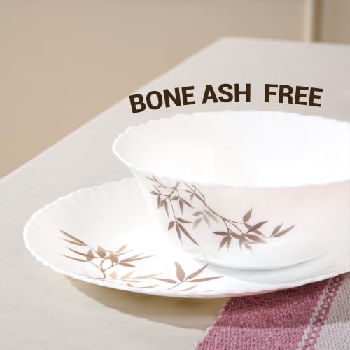 Image of Treo by Milton Opalware Aurelia Arashi Dinner Set of 33 | Serving for 6 | Microwave & Dishwasher Safe | Bone-Ash Free | Tempered Toughness | Plates, Bowls, Spoons | Crockery Set for Dining & Gifting