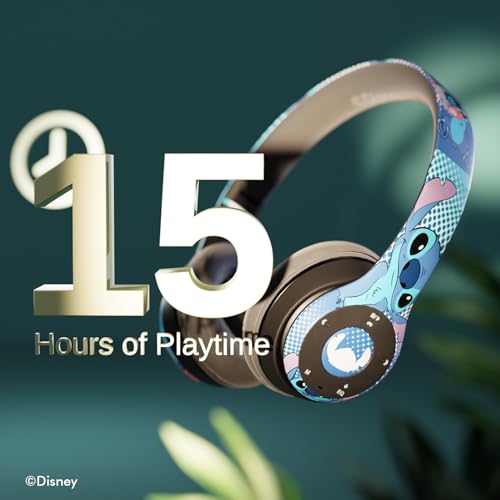 Image of Disney Lilo & Stitch Expressions Bluetooth Over-Ear Headphones, Wireless Foldable Headset with Built-in Microphone - Stitch Expressions Design, for Adults and Kids