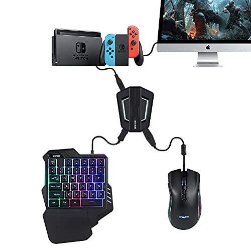 片手キーボード マウス コンバーター セット switch キーボード フォートナイト対応 フォートナイト用キーボード Switch/PS4/PS3/Xbox対応 RGBゲーミングキーボード ゲーミングマウス 接続アダプター 最大7200DPI FPS/TPS/RPG/RTSなどに最適 日本語説明書付WWJINT10