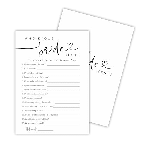 Activités de fête de fiançailles avec jeux minimalistes pour EVJF