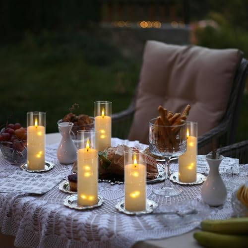 Image of YOROXRG 24 Pack Christmas Decoration Flickering Flameless Candles,Battery Operated Candles,LED String Lights LED Candles for New Year, Home Decor, Parties,Wedding(D2.2 xH 5 inch 6 inch 7 inch) (White)