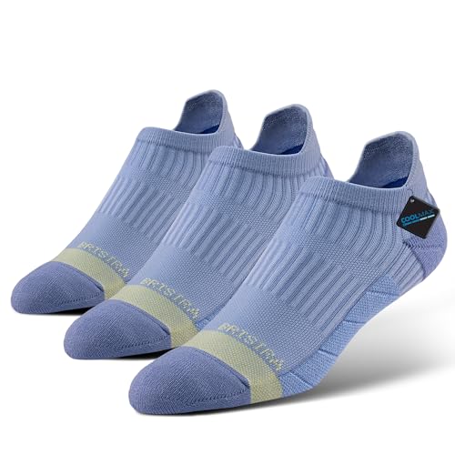 Image of BRISIRA Coolmax Bamboo Viscose Women Compression Running Ankle Socks No Show Athletic Wicking Thick Cushioned Arch Support