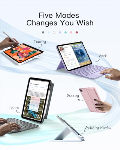 Image of Inateck for iPad (A16) 11th /10th Gen 450g Ultralight Keyboard Case, Air 11 inch 2026 M4 /M3 /M2, Air 5 /4th, Pro 11 4 /3 /2 /1th,1 Second Magnetic Detachable Keyboard with Touchpad, AceTouch, Pink