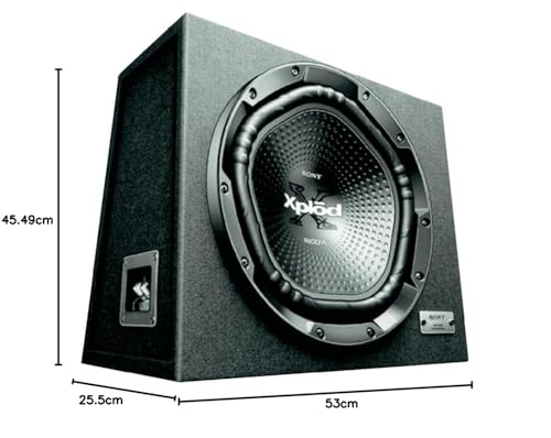 Image of Sony Car Subwoofer XS-NW1202S 30 cm (12 inch) Box Woofer with Shallow Enclosure (Black), Peak Power - 1800W, RMS Power - 420W, Rated Power - 300W