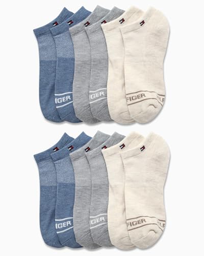Image of Tommy Hilfiger Womens No Show Socks - 12 Pack Lightweight Athletic Performance Cushioned Running Low Cut Socks for Women