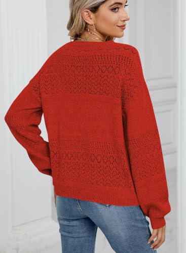 Image of JOCAFIYE Womens Sweaters Casual Long Sleeve V Neck Pullover Sweater Tops