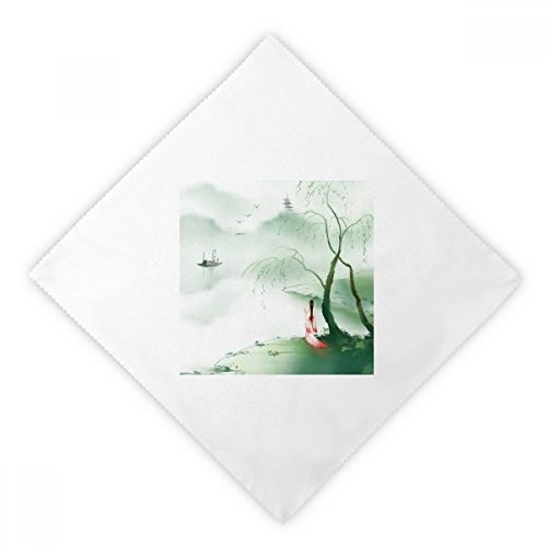 Servilletas de tela con acuarela china para cenas elegantes de estilo oriental 2