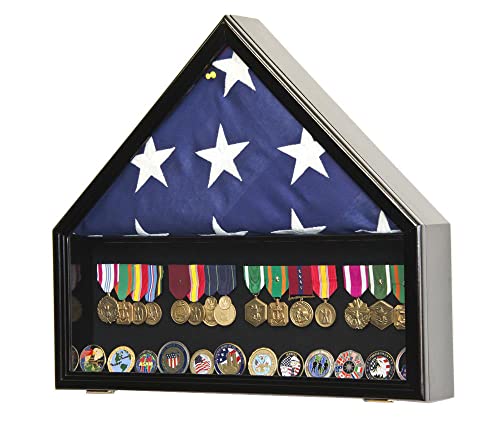 sfDisplay.com,LLC. Flag & Medals Pins Patches Insignia Challenge Coin Military Display Case Cabinet Rack (Black Finish)