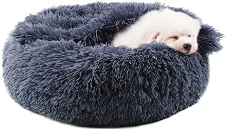 Himax Calming Dog Bed & Cat Bed, Fluffy Dog Bed with Blanket Attached, Round Dog Beds for Small, Medium Dogs and Cats (20"/26"/35")